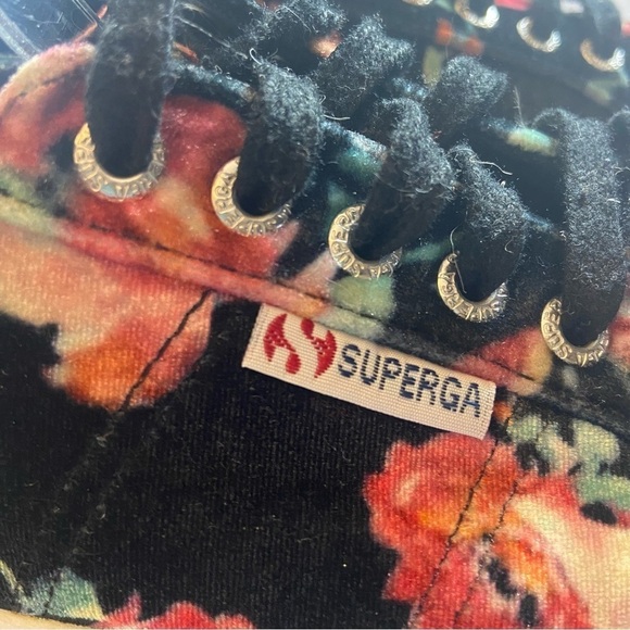 Superga Anthropologie Sneakers Floral Velvet Low Top Platform Women’s 9 1/2 - Picture 5 of 9